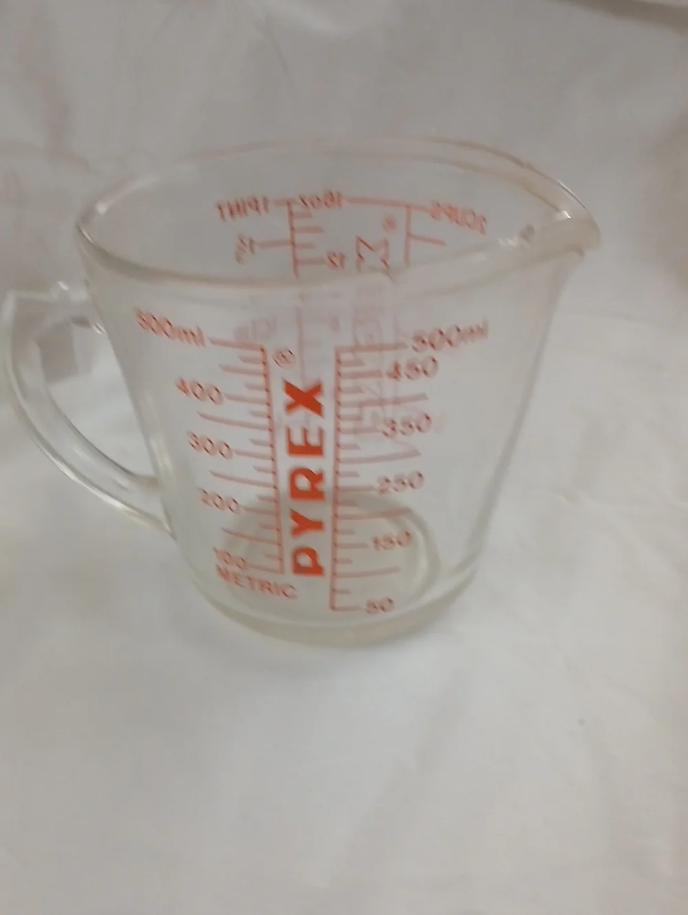 Pyrex Clear Glass Measuring Cup with Orange Markings